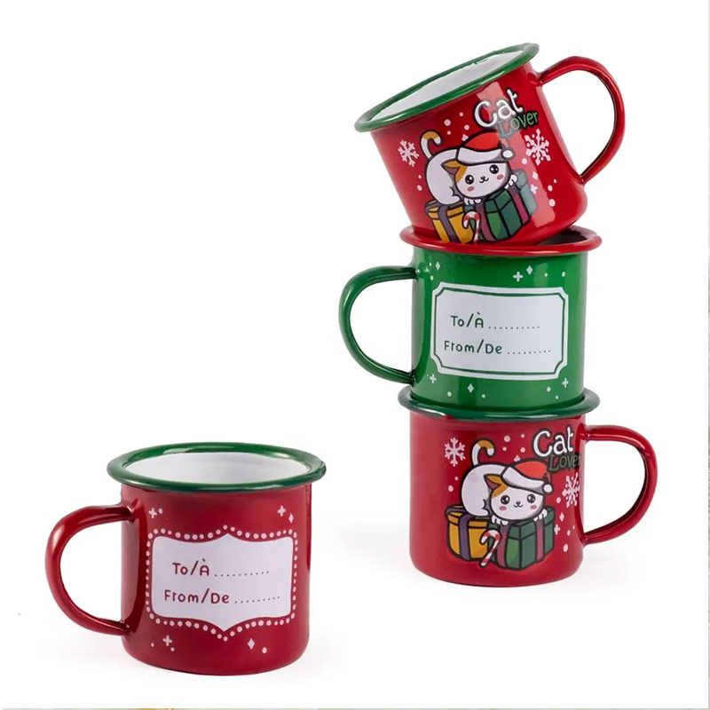 Christmas holiday gift roll up personalized enamel mug E01-0083 glam camp