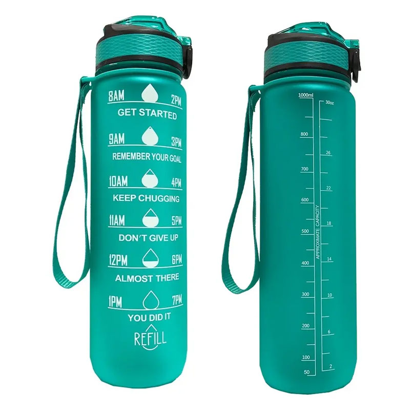 1L personalized leak proof large capacity durable portable motivational time marker water bottle P03-0391 glam camp