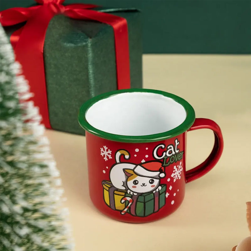 Christmas holiday gift roll up personalized enamel mug E01-0083