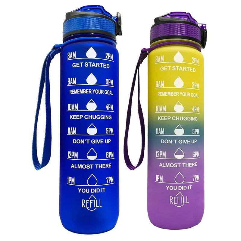 1L personalized leak proof large capacity durable portable motivational time marker water bottle P03-0391 glam camp