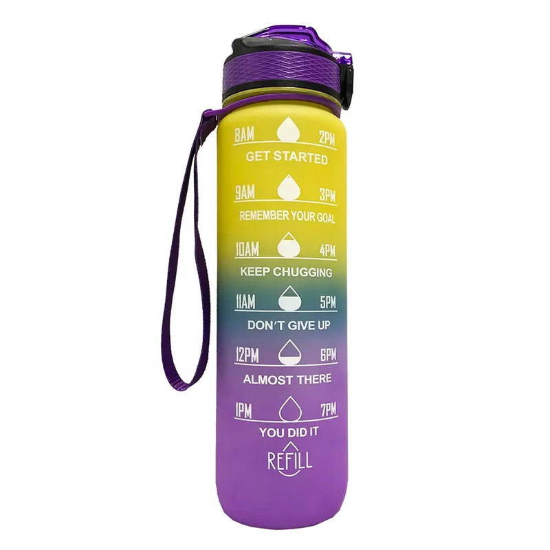 1L personalized leak proof large capacity durable portable motivational time marker water bottle P03-0391 glam camp