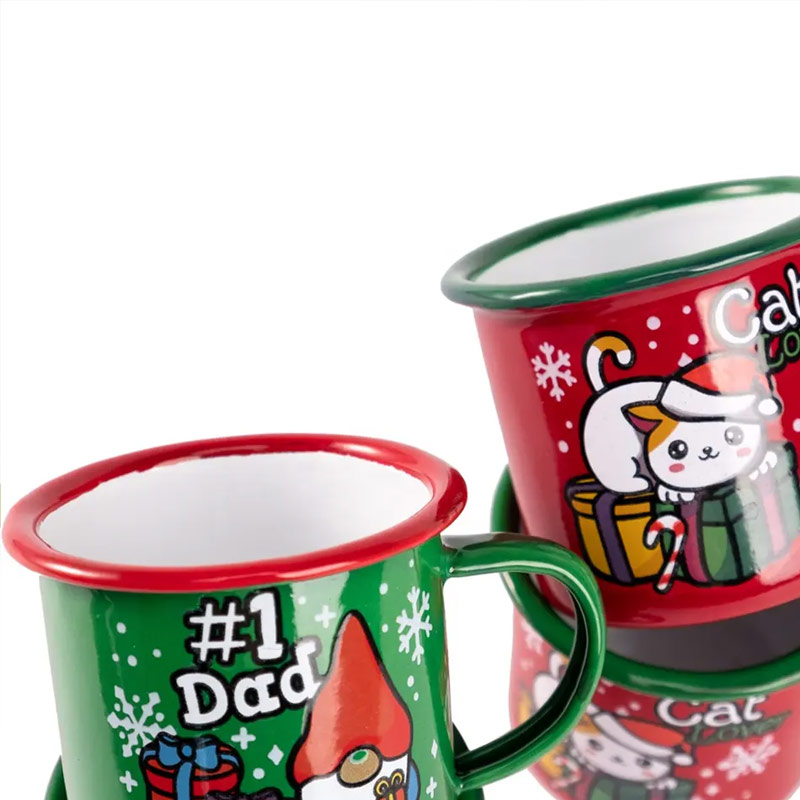 Christmas holiday gift roll up personalized enamel mug E01-0083 glam camp