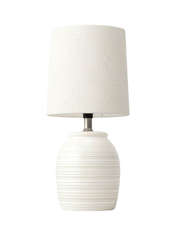 Pressure striped pattern ceramic mini lamp white (including LED bulb) -the threshold