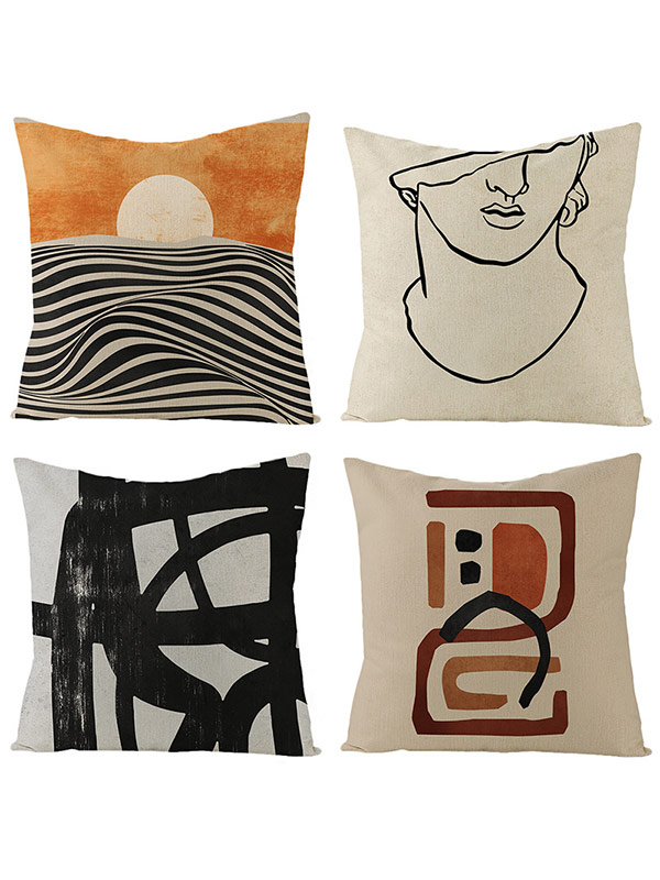 Abstract linen pillow