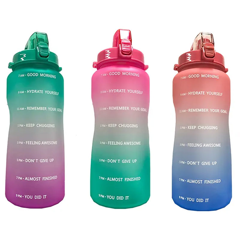 Sports drinking water bottle with motivational time marker P03-0131 glam camp