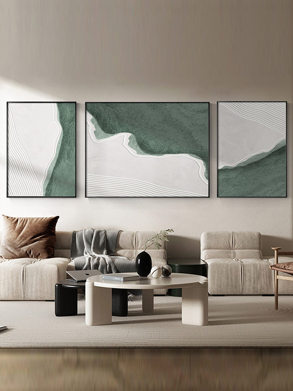Abstract art ocean waves triptych