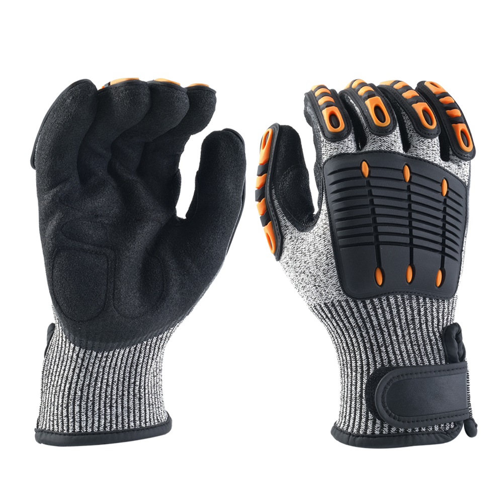 Impact resistant & A5 cut resistant glove double sandy nitrile palm coating