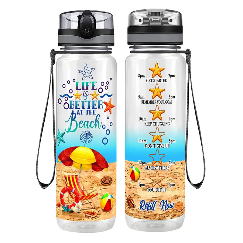 Cheap portable sports plastic insulated motivational water bottle P03-0401 glam camp