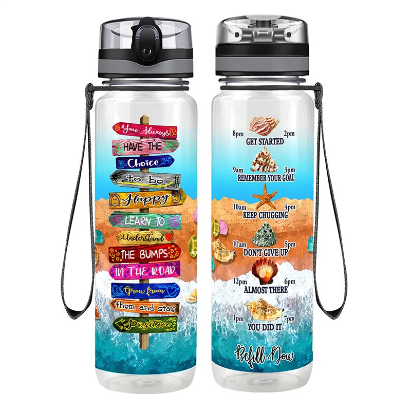 Cheap portable sports plastic insulated motivational water bottle P03-0401 glam camp