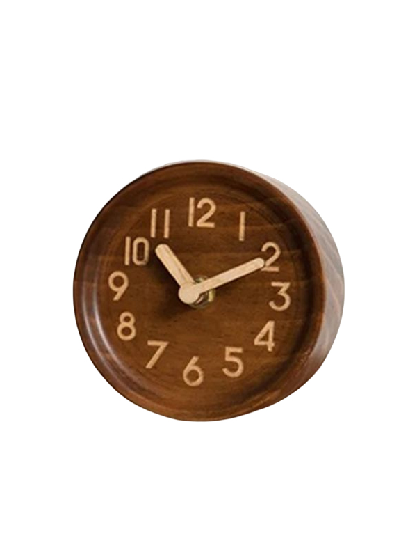 Wooden desk and desk analog clock - battery powered and silent - lovely decorative clock,