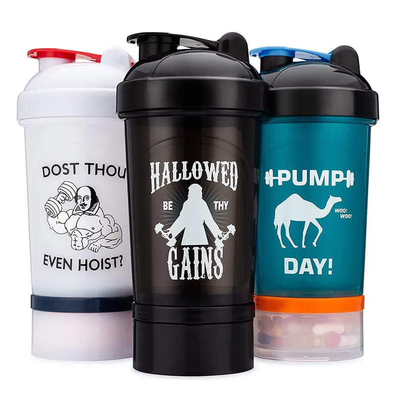 High quality BPA free portable custom protein powder gym plastic shaker bottle P01-0007 glam camp