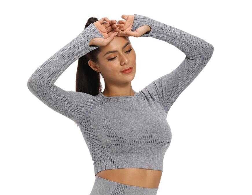 Short Yoga Top Short Sleeve Crop Tank Breast Lifting Sports Bra