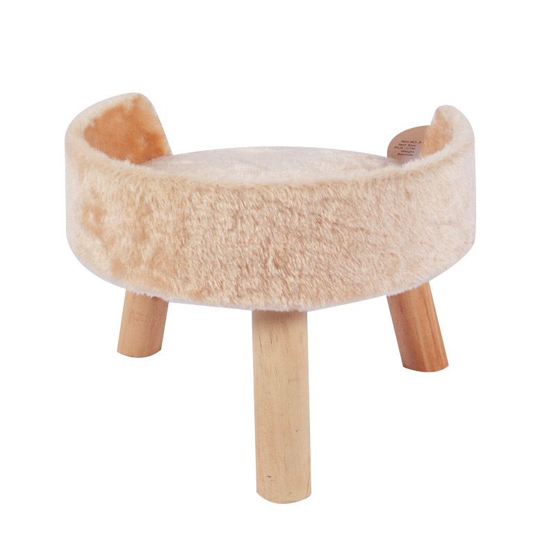 Small solid wood cat bed pet product