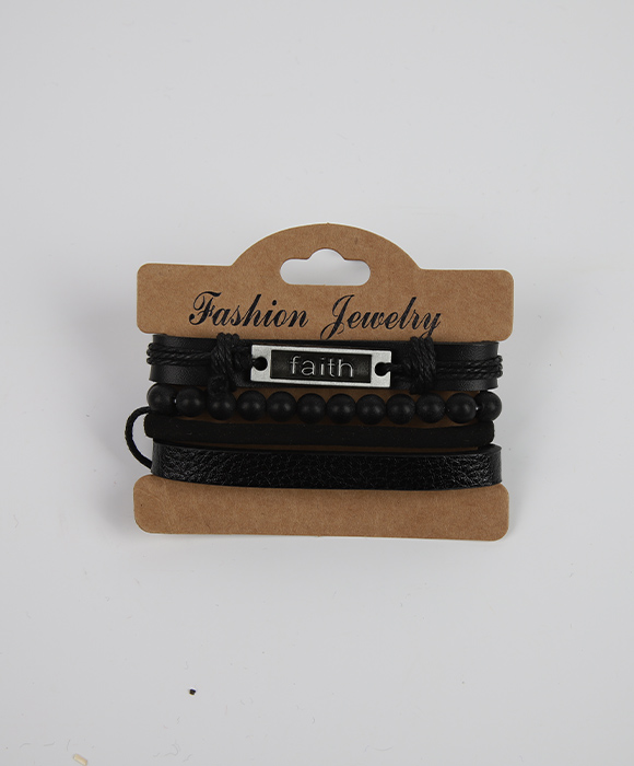 Men fashion PU black bracelet custom
