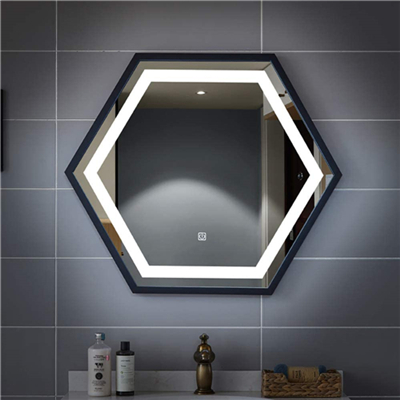 Plywood Bathroom Cabinet With Black Metal Framed Led Mirror