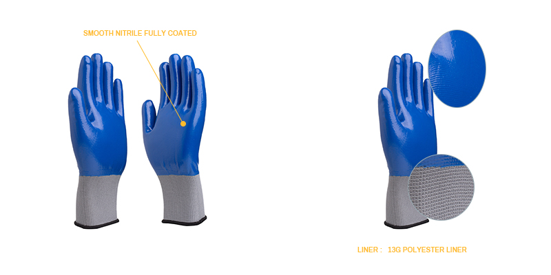 13G nitrile fully coated gloves | 13G nitrile gloves | Fully coated gloves