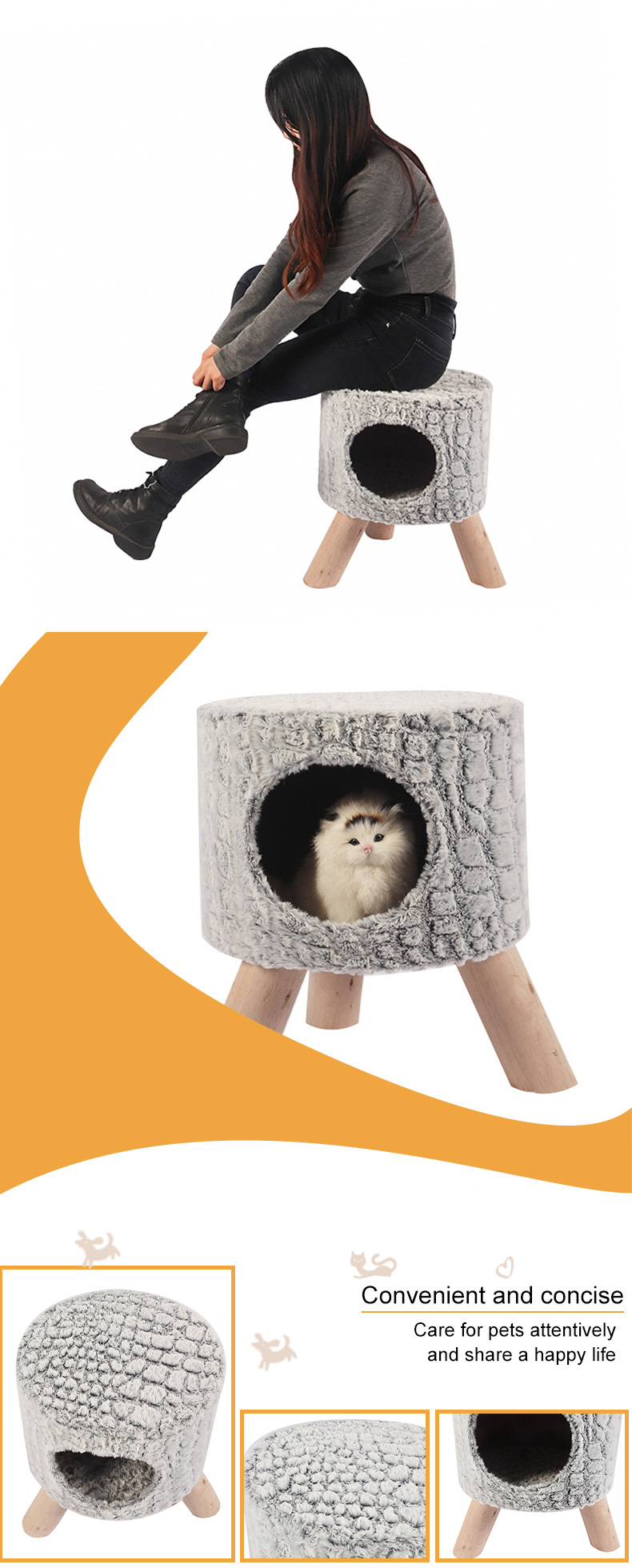 grey cat nest shoe change stool pet product