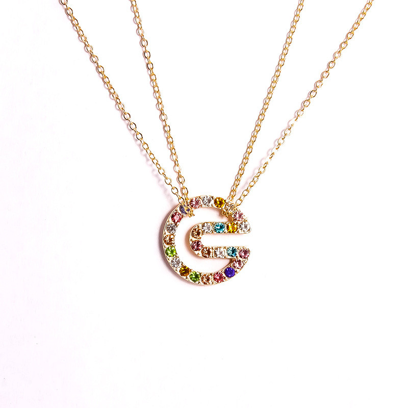 colorful diamond letter necklaces