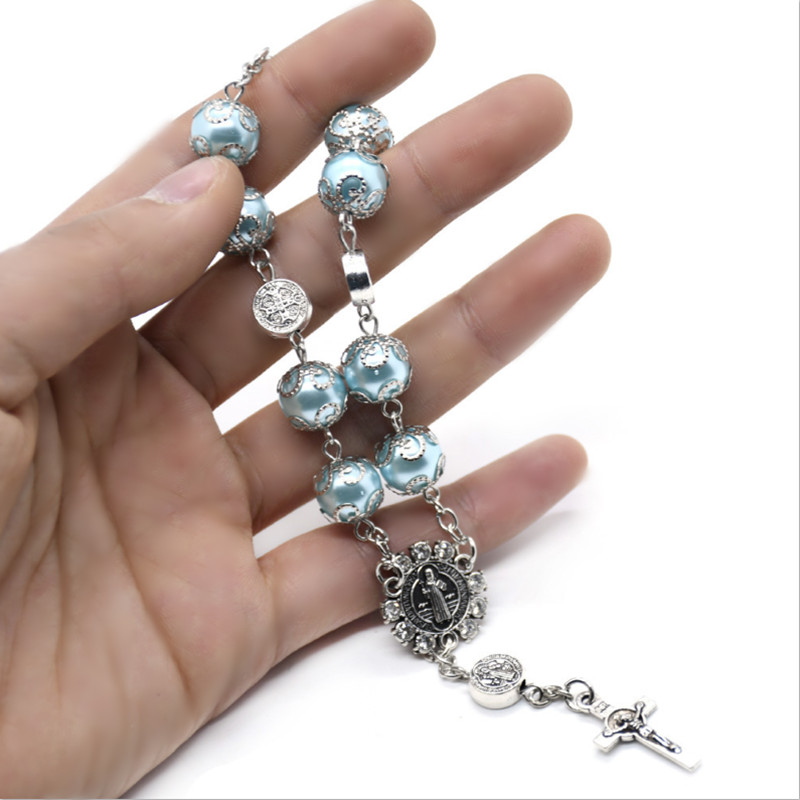 Glass Pearl Rosary Bracelet
