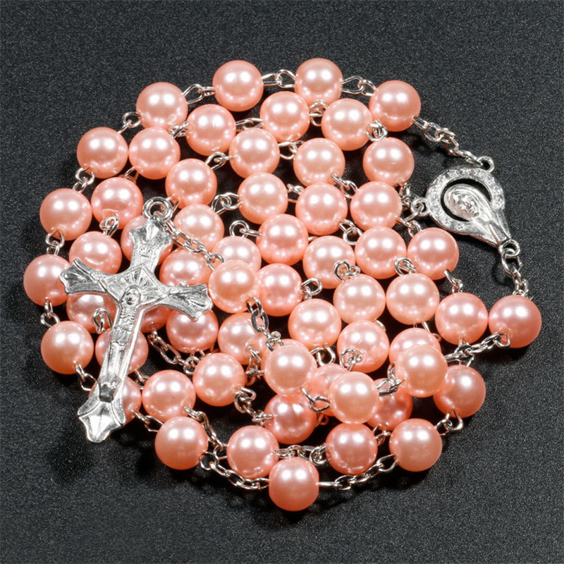Glass Beaded Rosary Necklace