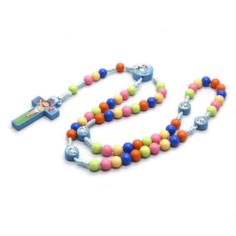 Colorful Beads Catholic Rosary Necklace for Child 