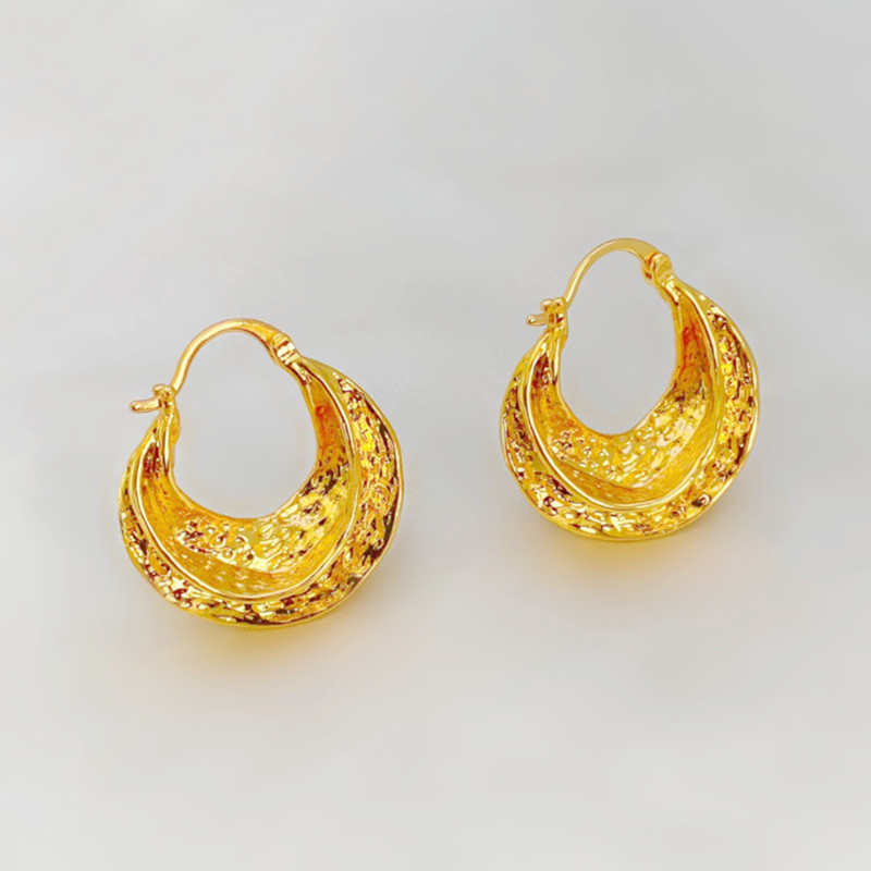 Gold Chunk Hoop Earrings