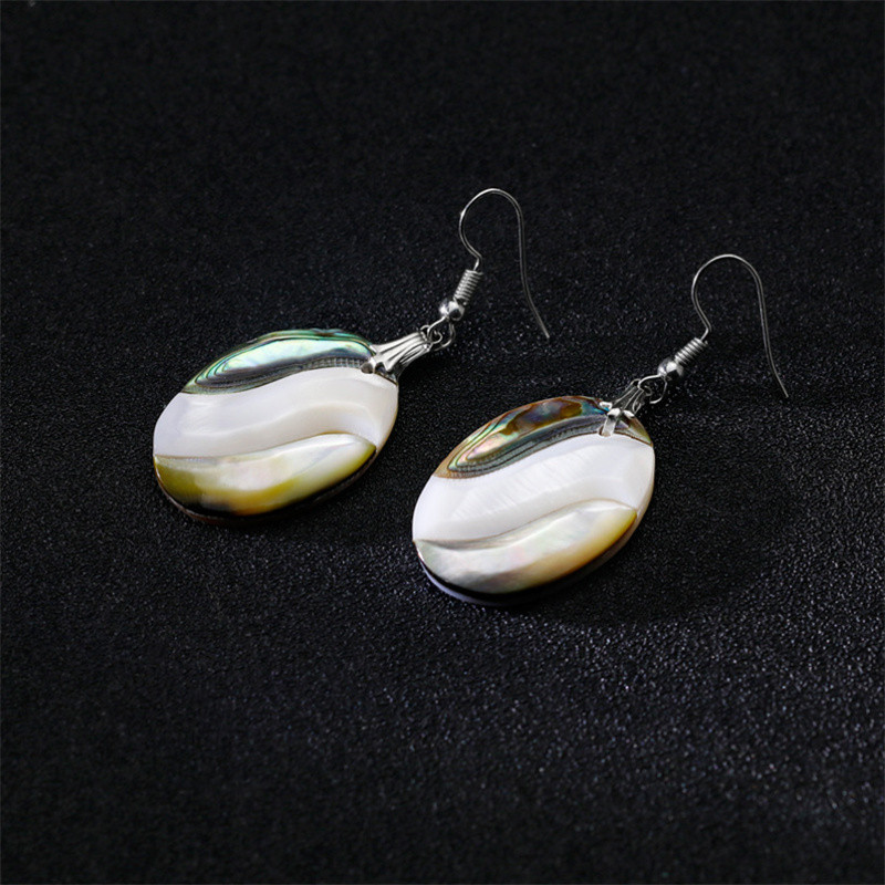 Abalone Paua and white shell Dangle Earrings