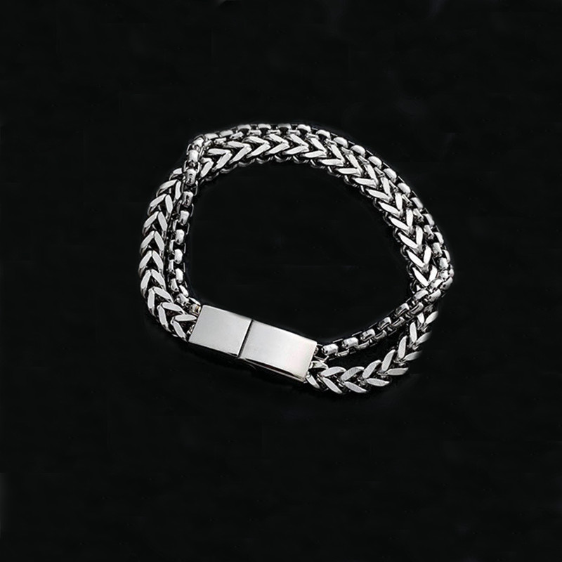 Titanium Steel Double Row Magent Bracelet 