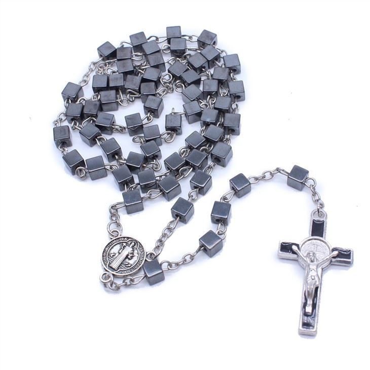 Square Hematite Beads Rosary 