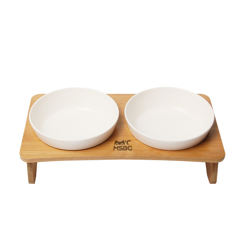 C-F-019    Cat Bowl With Bamboo Stand