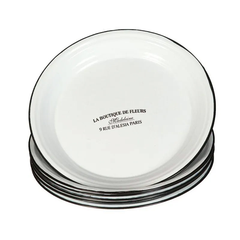 Custom factory vintage enamel serving plate E03-0047 glam camp