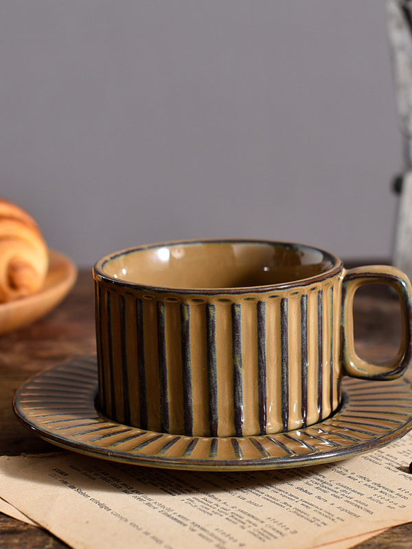 Ceramic coffee cup and saucer set