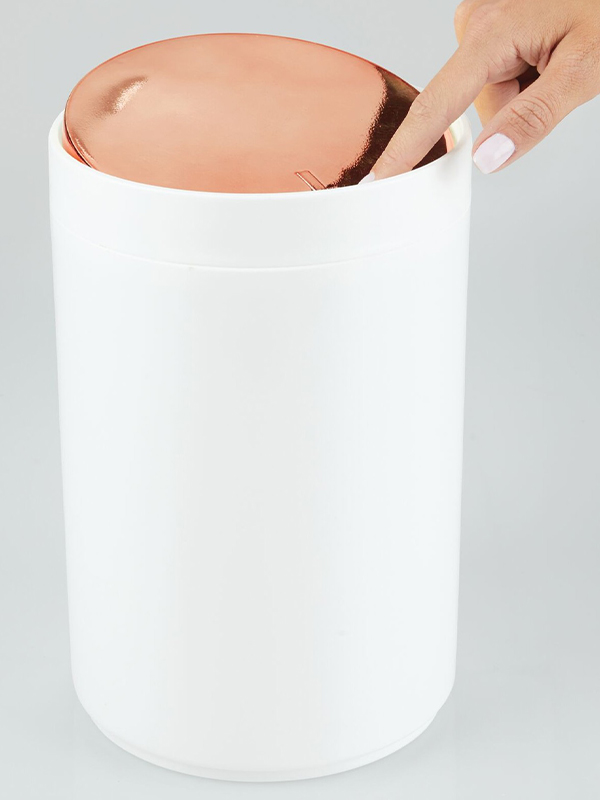 Plastic small round trash can wastepaper basket with screw cap