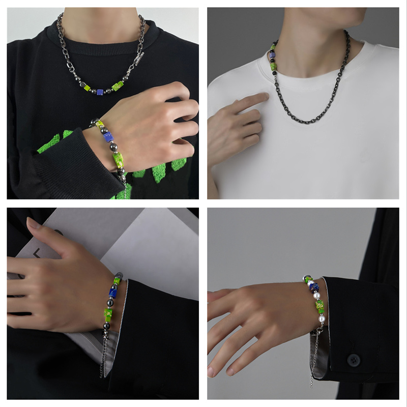 Colorful Bracelet and Necklace Jewelry set for men