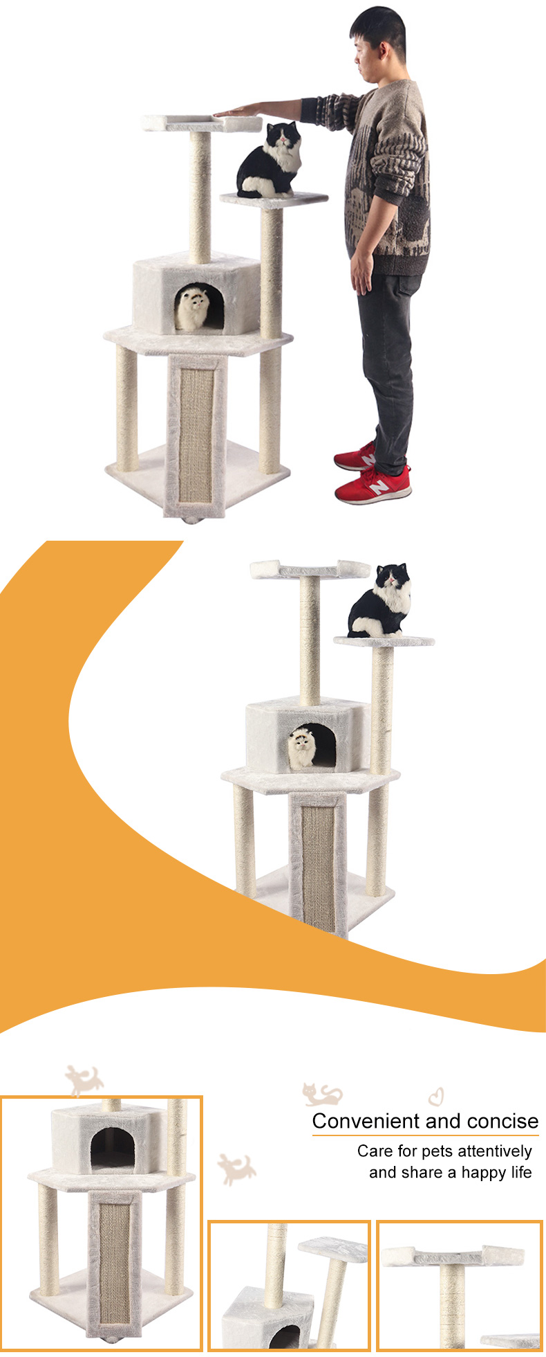 white multi-tiered cat climbing frame pet supplies