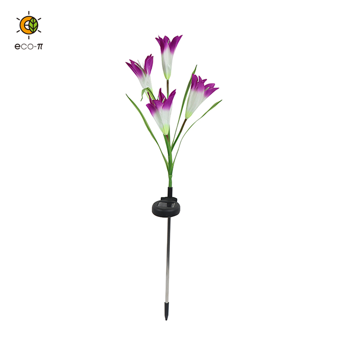 Solar purple lily flower stake light