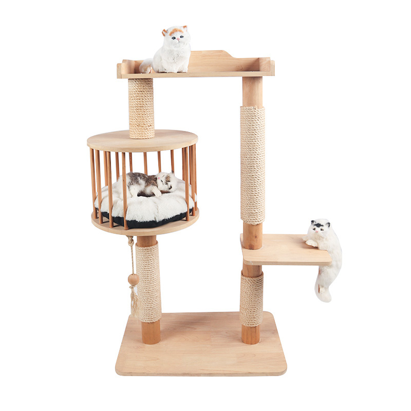 Solid wood multi-storey cat climbing frame with cat nest pet product