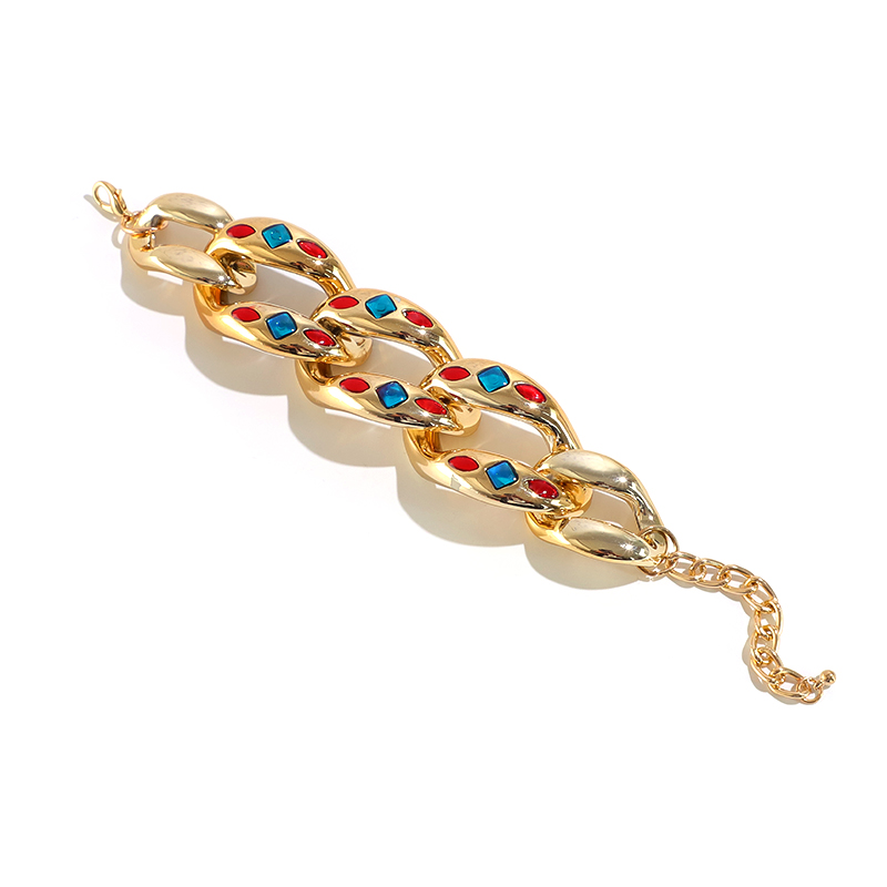 Gold finished colorful snake bracelet
