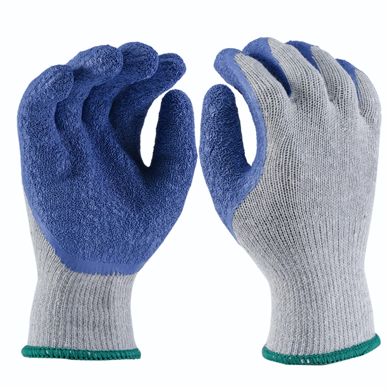 10G polycotton glove crinkle latex palm & thumb fully coated