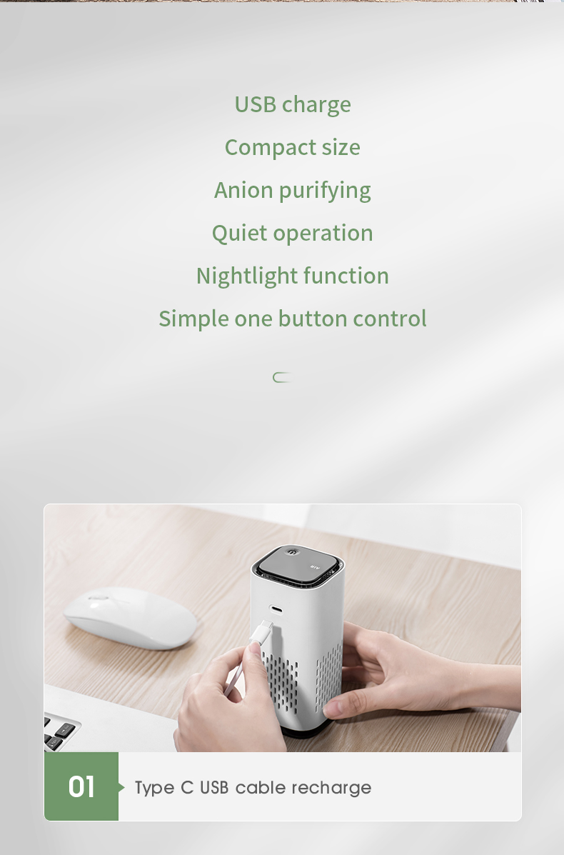 Aroma Diffuser Portable USB Rechargeable Air Purifier