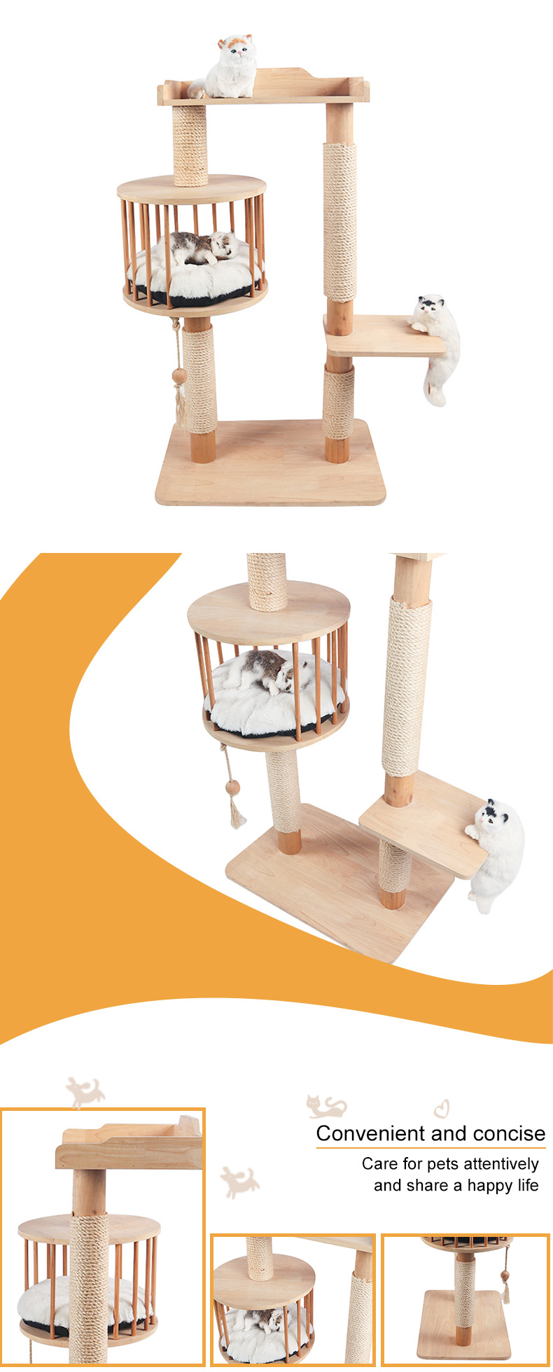 solid wood double deck cat climbing frame pet product