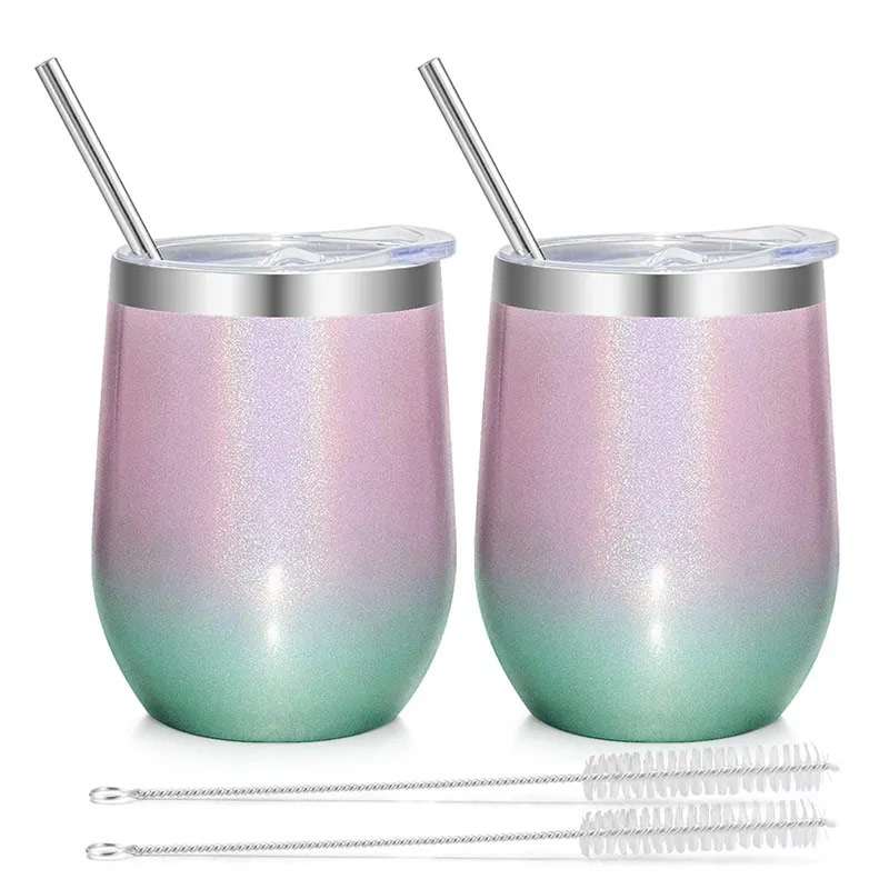 12oz double-layer stainless steel-free wine glass with spray paint S01-0001 glam camp