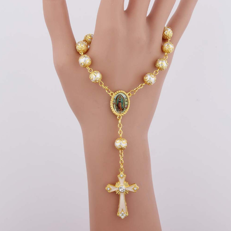 Handmade glass pearl Rosary bracelet