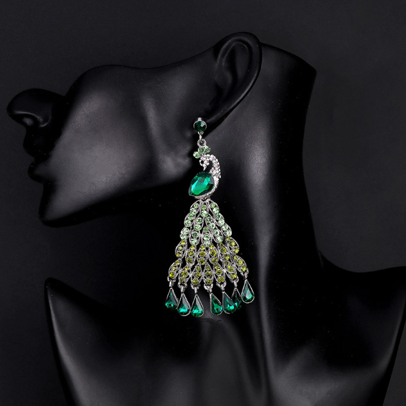 Peacock dangle earrings