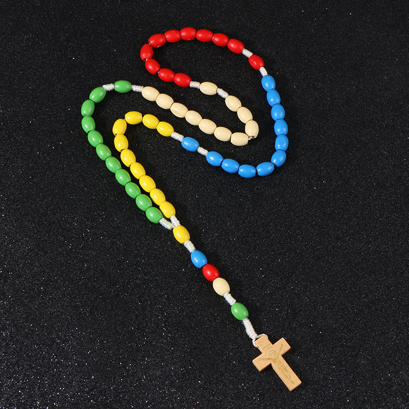 Children's Colorful Wooden Beads Rosary