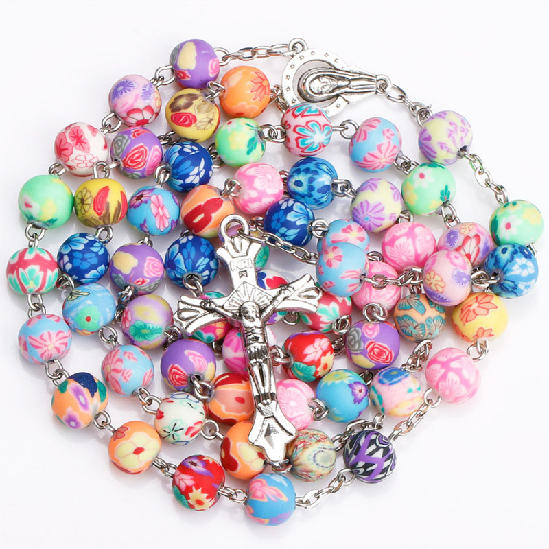 Polymer Clay Beads Rosary Necklace