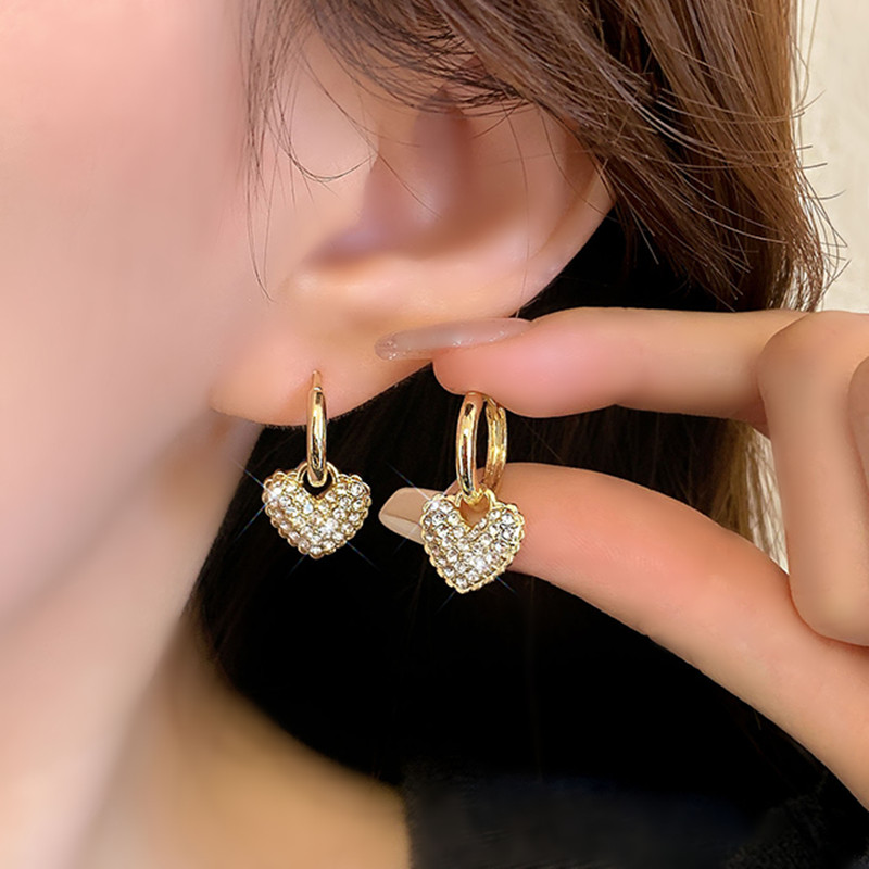 Womens Heart Dangle Earrings