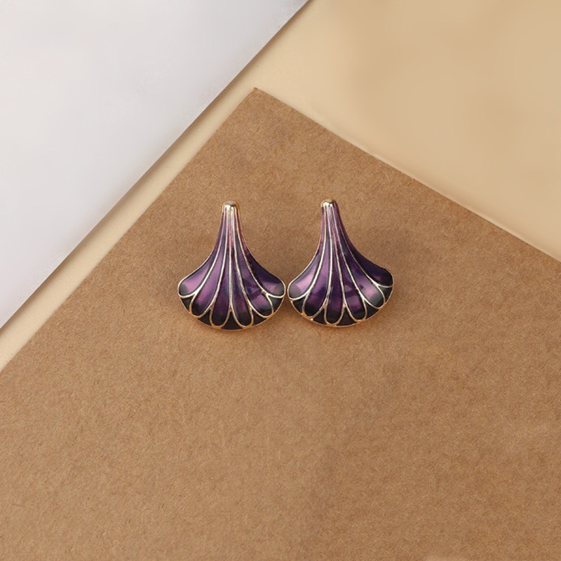 Colored Glazed Shell Stud Earrings