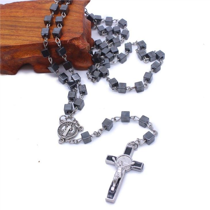 Square Hematite Beads Rosary 