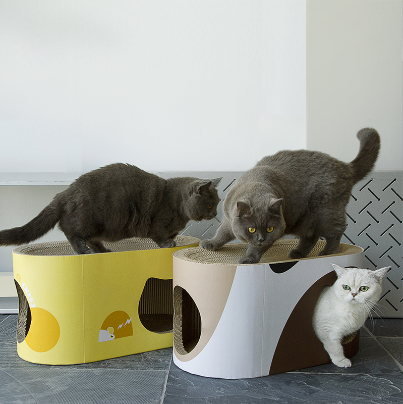 C-S-032-YL    Oval Heightened Cat Scratch Lounge